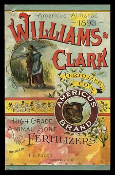 an old book cover with the words william clark and other animals on it's front