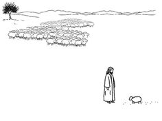 a man standing in front of a herd of sheep next to a tree and a dog