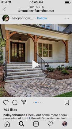 an instagram page with a house and stairs