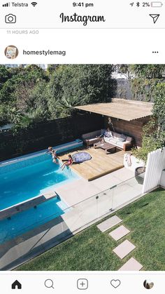 the instagram page on instagram shows an image of a pool and deck area