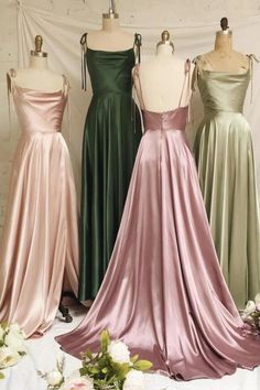 Royalcore Wedding, Long Green Bridesmaid Dresses, Slip Bridesmaids Dresses, Simple Evening Dress, Shiny Dress, Medical Wallpaper, A Line Prom Dress