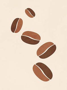 coffee beans falling down into the air on a beige background poster by jorgon