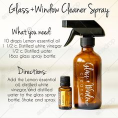 Glass Cleaner Recipe, Doterra Cleaning, Diy Glass Cleaner, Essential Oils Cleaning, Essential Oils Health, Homemade Cleaning Solutions, Oil Diffuser Recipes, Cleaner Recipes