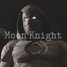 a person in a costume with the words moon knight on it's chest and head