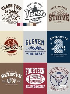 six different types of t - shirt designs