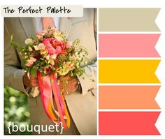 the color palette is peach, yellow, and pink with an assortment of flowers on it