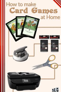 the instructions for how to make card games at home with scissors, tape and cards