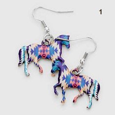 Horse Earrings Southwest Pattern, Feather Pendant Necklace, Diy Leather Projects, Mountain Jewelry, Horse Earrings, Tube Necklace, Turquoise Accents, Horses Pendant, Feather Pendant