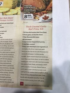 the menu for this restaurant has been printed out