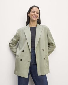 The Draper Pleated Pant in Buttersmooth Seagrass – Everlane Pleated Pant, Drape Pants, Working Overtime, New Character, Character Trait, Notch Collar, Pleated Pants, Double Breasted Blazer, Like A Boss