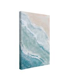 an abstract painting with blue and white waves on the ocean wall art canvas print, ready to hang