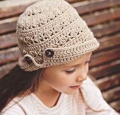 Amazing Buttoned Brim Crochet Hat for kids and teenagers! Head over to LoveCrochet for the pattern and to make your own! Crochet Hat With Brim, Crochet Kids Hats, Bonnet Crochet, Pattern Store, Dk Weight Yarn, Braided Headband, Crochet Hat Pattern, Crochet Beanie, Half Double Crochet