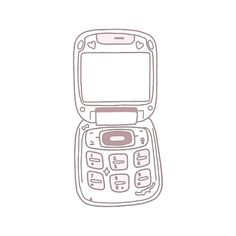 a drawing of a cell phone on a white background