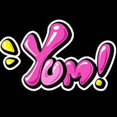 the word yom is painted in pink and yellow with drops of paint on it