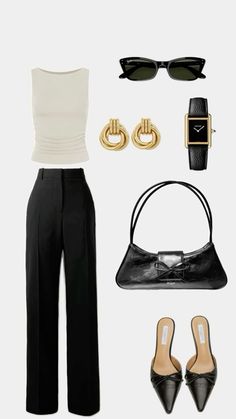 Classy pants outfit Internship Outfit, Corporate Outfits, Stylish Work Outfits, Dinner Outfits, Baggy Pants, Professional Outfits, Business Casual Outfits