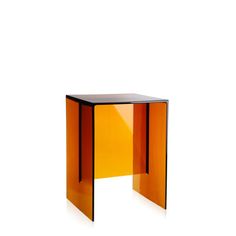 an orange side table on a white background with no one in the room around it