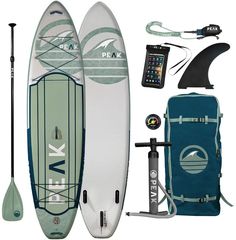 an image of a surf board with accessories