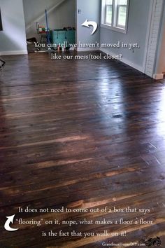 an empty living room with wood floors and white trim on the walls is shown in this advertisement