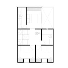 the floor plan for an apartment with three rooms and two bathrooms, including one bedroom