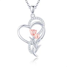 PRICES MAY VARY. 🌷Exquisite Design: The design inspiration comes from the tulip flower. The tulip represents love and eternal blessings. This tulip necklace for women showcase the charm and elegance of women. It is a perfect choice as a gift, whether it is for a birthday, holiday, or anniversary, it can convey warmth and romantic blessings. 🌷Material: 925 Sterling Silver. Our tulip necklace sterling silver is crafted with high-quality silver and zircons, ensuring its glossiness and durability, Mother Flower, Tulip Necklace, Silver Jewelry Cleaner, Oxidised Silver Jewelry, Clean Sterling Silver, Cleaning Silver Jewelry, Rose Lily, Necklace Flower, Tulip Flower