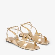 Ayla Flat | Gold Metallic Leather Flats | JIMMY CHOO Jimmy Choo Gold, Jimmy Choo Sandals, Trainer Boots, Boots Knee, Color Dorado, Mens Fragrance, Leather Flats, Metallic Leather, Sandals Summer