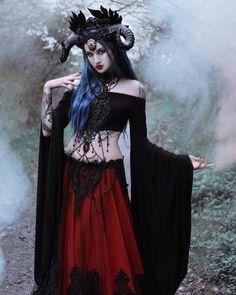 Cambion Art, Blue Astrid, Gothic Photoshoot, Imperial Clothing, Horror Photoshoot, Dark Skirts, Gothic Ideas, Horror Photography