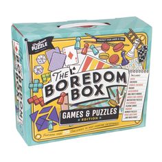 PRICES MAY VARY. The Indoor Boredom Box by Professor Puzzle - Featuring over 250 challenges to keep everyone entertained. Includes everything you need for family games night - Chess, Checkers, Backgammon, Mikado, Pachisi, Nine Men’s Morris, Snakes & Ladders, Matchstick Puzzles, Playing Cards, Tangram Puzzles, Number Puzzles, Trivia Questions, Lateral Thinking Puzzles and much more! Develop creative thinking, problem solving skills & classic board game abilities - The perfect addition to games ni Lateral Thinking Puzzles, Games Puzzle, Game Night Gift, Board Game Box, Tangram Puzzles, Lateral Thinking, Brain Game, Board Game Design, Playing Card Games