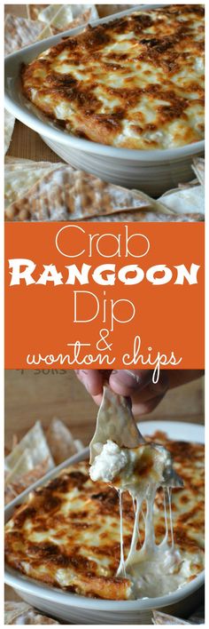 crab rangoon dip and wonton chips are the perfect appetizer for any party