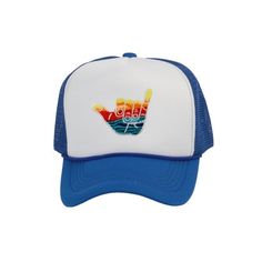 Rock this stylish patch on a comfortable high quality trucker hat. Protecting you from the sun while adding a unique visual flair. Size: One Size.  Color: Blue.  Gender: male.  Age Group: adult. Chevrolet Bowtie, Surf Hat, Shaka Hand, Surf Hats, Flat Bill Hats, Men's Baseball Cap, Beer Logo, Surf Culture, Learn To Surf