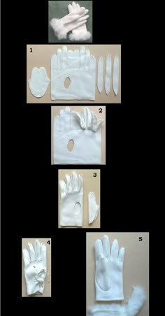 instructions to make white gloves for children