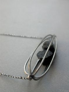 cage pod container rattle necklace modern by jaimejofisher on Etsy, $320.00 Contemporary Black Jewelry With Oxidized Finish, Black Brutalist Sterling Silver Jewelry, Black Necklace Statement, Modern Jewellery Design, Art Jewelry Contemporary, Modern Contemporary Art, Jewelry Making Necklace, Modern Necklaces, Black Jewelry