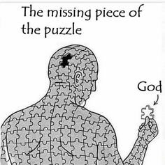 the missing piece of the puzzle is in front of an image of a man's face