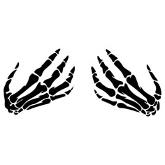 two black and white images of hands with claws