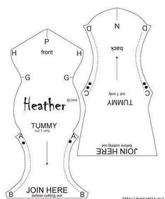 the front and back side of a sewing pattern for a dress with words on it