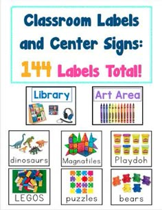 classroom labels and center signs for children to use