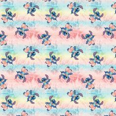 the little mermaids pattern is shown in pink, blue and yellow colors on a watercolor