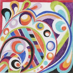 an abstract painting with circles and swirls