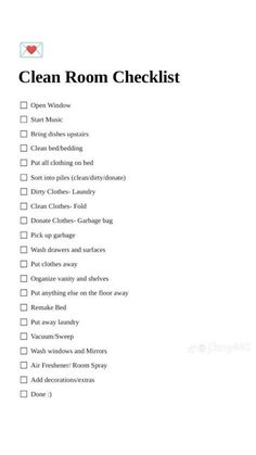 Clean Room Motivation, Clean Room Checklist, Room Cleaning Tips, Room Checklist, Studera Motivation, Deep Cleaning Checklist, Cleaning My Room, Self Care Bullet Journal, Vie Motivation