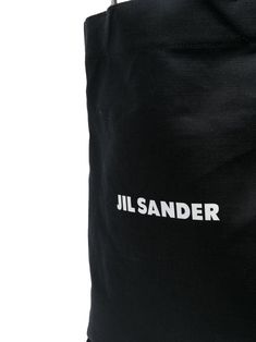 large logo print tote bag from JIL SANDER featuring black/white, cotton-linen blend, calf leather, logo print to the front and flat top handles.Width 14,57 in / 37 cm Height 17,72 in / 45 cm Handle 9,06 in / 23 cm Designer Black Bag With Logo Print, Canvas Double Handle Shoulder Bag With Logo Print, Black Shoulder Bag With Logo Print For Travel, Black Bag With Embroidered Logo And Double Handle, Black Bag With Double Handle And Embroidered Logo, Cotton Double Handle Bag With Logo Print, Modern Shoulder Bag With Logo Print, Black Shoulder Bag With Logo Print For Everyday, Black Shoulder Bag With Logo Print