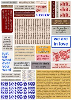 a poster with different types of words and phrases on it's back side, including text