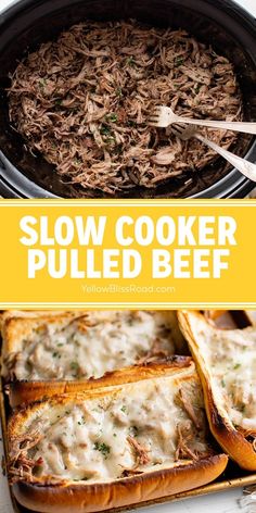 slow cooker pulled beef is an easy and delicious appetizer that's ready in under 30 minutes