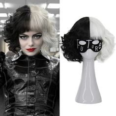 PRICES MAY VARY. Package Including: 1 wig + wig cap. Short black white wig perfect for costume, party, Halloween Top Quality: Mildiso wigs are made of high-quality synthetic fiber, soft touch and pretty looking, make you so beautiful Adjustable Wig Cap: 21.5'' - 22.5''. The comfortable wig cap with 2 adjustable straps, you can adjust its size to fit your head. Perfect size fits most people Breathable Net: 100% Breathable rose net, and light weight, make you feel very comfortable when you wear on Iconic Horror Movie Costumes, Beetlejuice Costume For Women, All Out Halloween Costumes, Halloween Costumes For Black Hair, Cruella Wig, Cruella Deville Wig, Short Curly Wavy Hair, Mask Black And White, Cruella Deville Costume