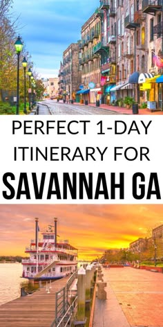 Images from Savannah, Georgia. River Street (top) and ferry on Savannah river (bottom). Southern Usa, Historic Savannah, Charleston Travel, Weekend Itinerary