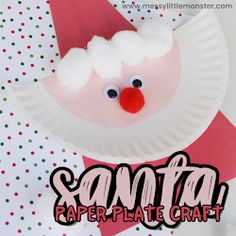 a paper plate with a santa clause on it