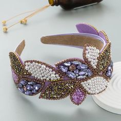 Headpiece Accessories, Purple Sparkle, Fancy Hats, Rhinestone Headband, Purple Rhinestone, Diy Hair Bows