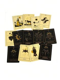 a collection of tarot cards with different designs