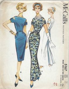 ✦ Circa:    1959 ✦ Details:  Two style variation DRESS ✦ Size/Measurements(Inches):     ~ Size:  14     ~ Bust: 34″     ~ Waist:  26″    ~ Hip:  36″ ~ Please Note: ~ You are buying a 'Professional Reproduced' copy of this sewing pattern. Copied from the original sewing pattern. Produced in Full Scale Pattern Pieces ready to cut with full instructions included. Reproduced on high quality 50 gm paper with black ink, durable and easier for reuse. Printed by a Professional Printing Company.   ~ With this product comes an accompanying 'Booklet' and inside the Booklet it includes: ~ A 2-page Instructions and Illustrations on 'How to Adjust Your pattern to your Personal Measurement.' ~ Personal Measurement Chart ~ Body Form Illustrations ~ Fitting Checklist ~ Metric Equivalency Chart ~ Note Pages Vestidos Pin Up, Evening Dress Patterns, 1950s Sewing Patterns, Vintage Vogue Sewing Patterns, Patron Vintage, Vestidos Retro, Fashion Illustration Vintage, Gown Pattern, Vintage Dress Patterns