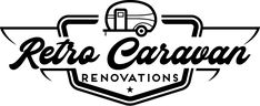 the retro caravan renovations logo is shown in black and white, with an image of a truck