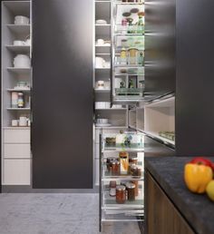 an open refrigerator with lots of food in it