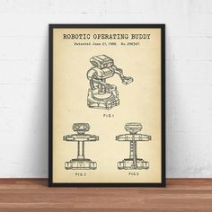 an old fashioned robot operating diagram on a wall